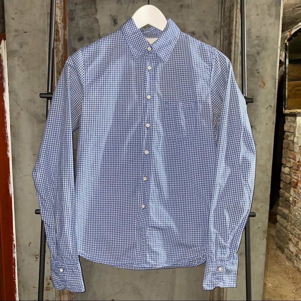 Rag & Bone Blue Gingham Checkered Button Shirt - image 1